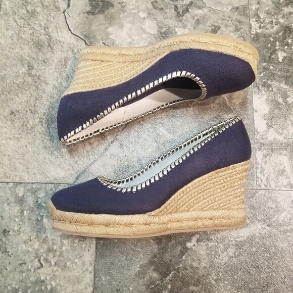 Jack Rogers Palmer Jute-wrapped Wedge Espadrille Midnight Blue Vaca Beach 9.5 - Picture 6 of 10